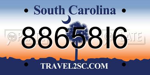 88658I6 South Carolina License Plate
