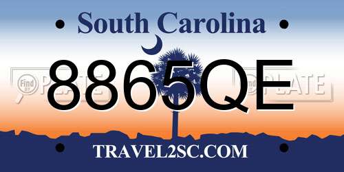 8865QE South Carolina License Plate