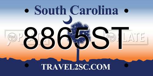 8865ST South Carolina License Plate