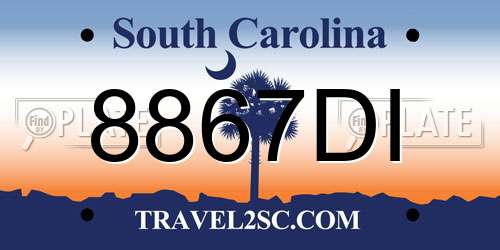 8867DI South Carolina License Plate