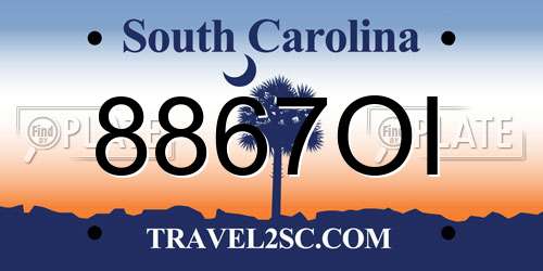 8867OI South Carolina License Plate