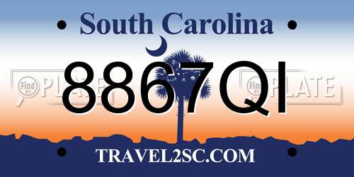 8867QI South Carolina License Plate