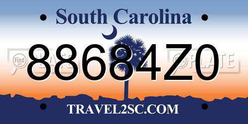 88684Z0 South Carolina License Plate