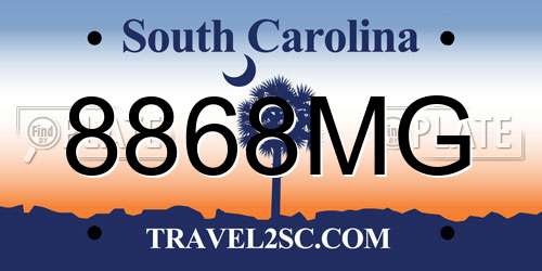 8868MG South Carolina License Plate
