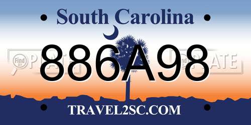886A98 South Carolina License Plate