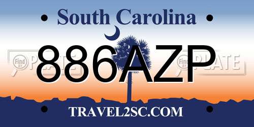 886AZP South Carolina License Plate
