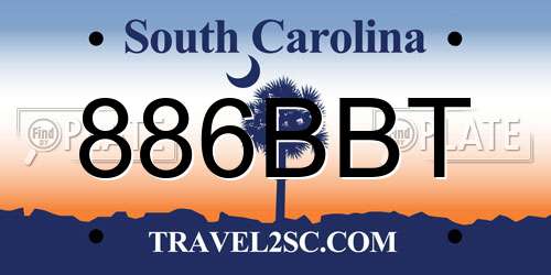 886BBT South Carolina License Plate