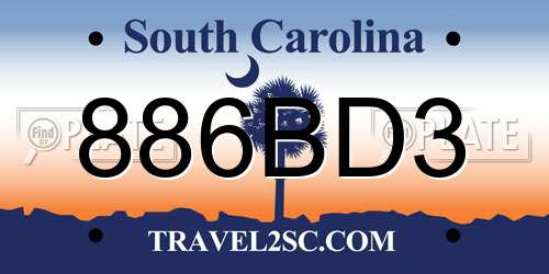 886BD3 South Carolina License Plate