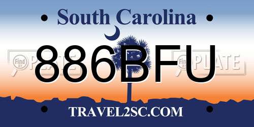 886BFU South Carolina License Plate