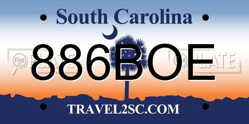 886BOE South Carolina License Plate