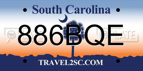 886BQE South Carolina License Plate