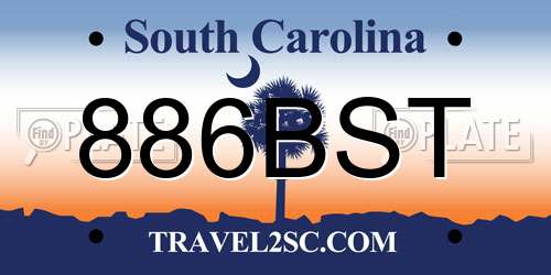 886BST South Carolina License Plate
