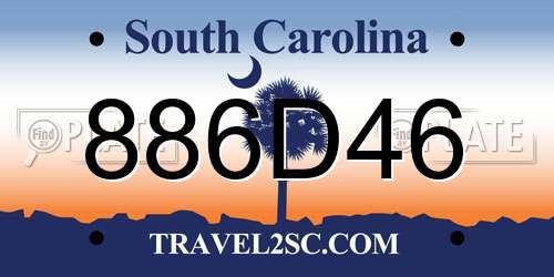 886D46 South Carolina License Plate