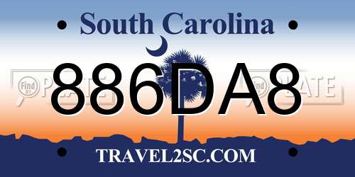 886DA8 South Carolina License Plate