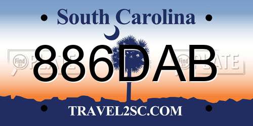 886DAB South Carolina License Plate