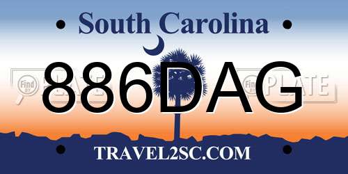 886DAG South Carolina License Plate