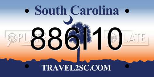 886I10 South Carolina License Plate