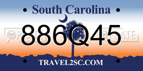 886Q45 South Carolina License Plate