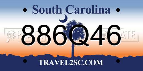 886Q46 South Carolina License Plate