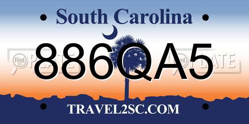 886QA5 South Carolina License Plate
