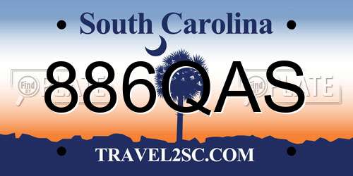 886QAS South Carolina License Plate