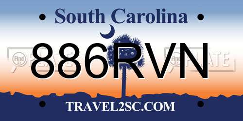 886RVN South Carolina License Plate