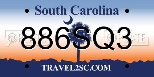 886SQ3 South Carolina License Plate