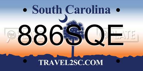 886SQE South Carolina License Plate