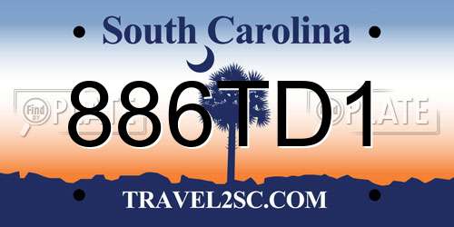 886TD1 South Carolina License Plate