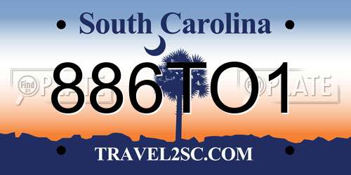 886TO1 South Carolina License Plate