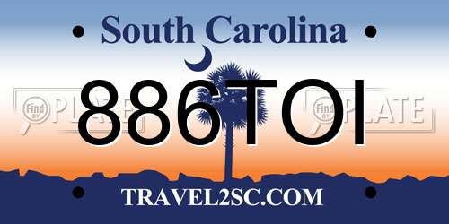 886TOI South Carolina License Plate
