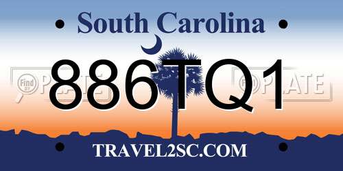 886TQ1 South Carolina License Plate