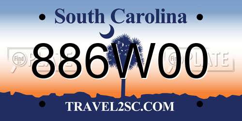 886W00 South Carolina License Plate