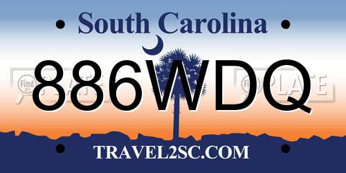 886WDQ South Carolina License Plate