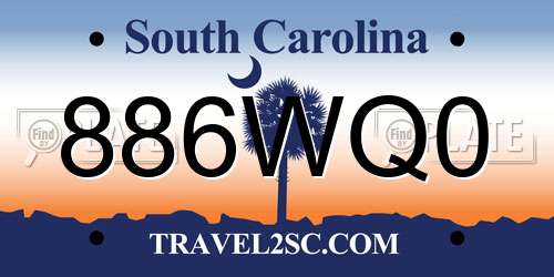 886WQ0 South Carolina License Plate