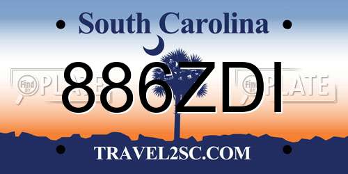 886ZDI South Carolina License Plate