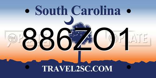 886ZO1 South Carolina License Plate