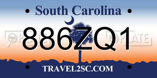 886ZQ1 South Carolina License Plate
