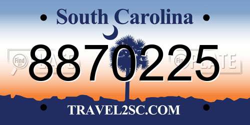 8870225 South Carolina License Plate