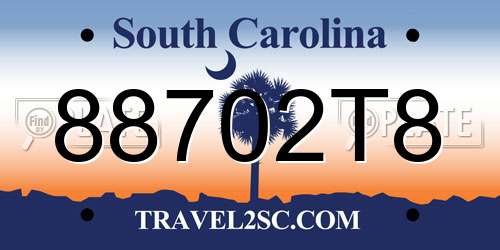 88702T8 South Carolina License Plate