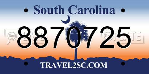 8870725 South Carolina License Plate