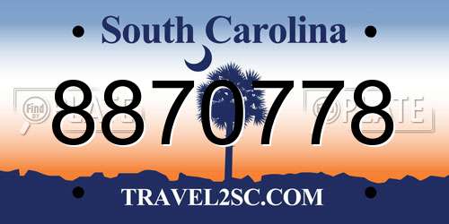 8870778 South Carolina License Plate