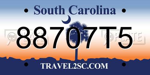 88707T5 South Carolina License Plate