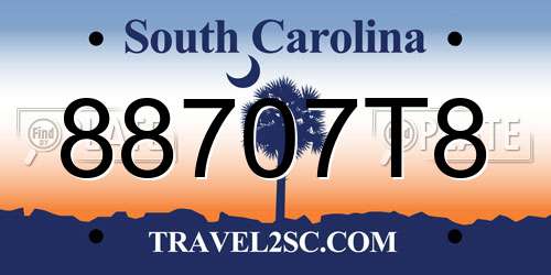 88707T8 South Carolina License Plate