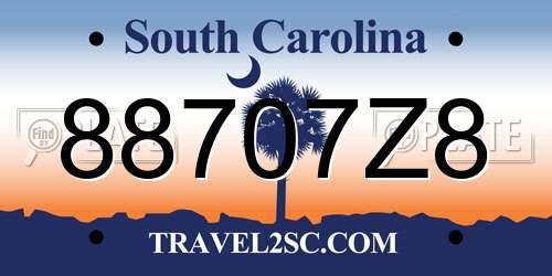 88707Z8 South Carolina License Plate