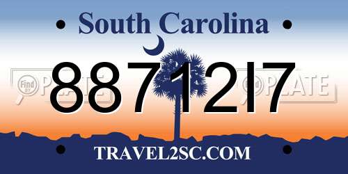 88712I7 South Carolina License Plate