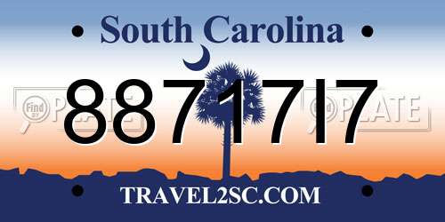 88717I7 South Carolina License Plate