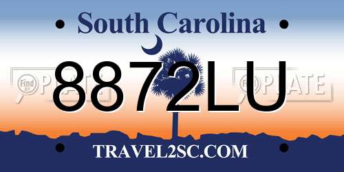 8872LU South Carolina License Plate