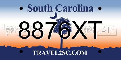 8876XT South Carolina License Plate
