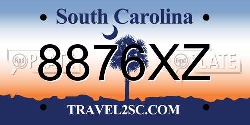 8876XZ South Carolina License Plate